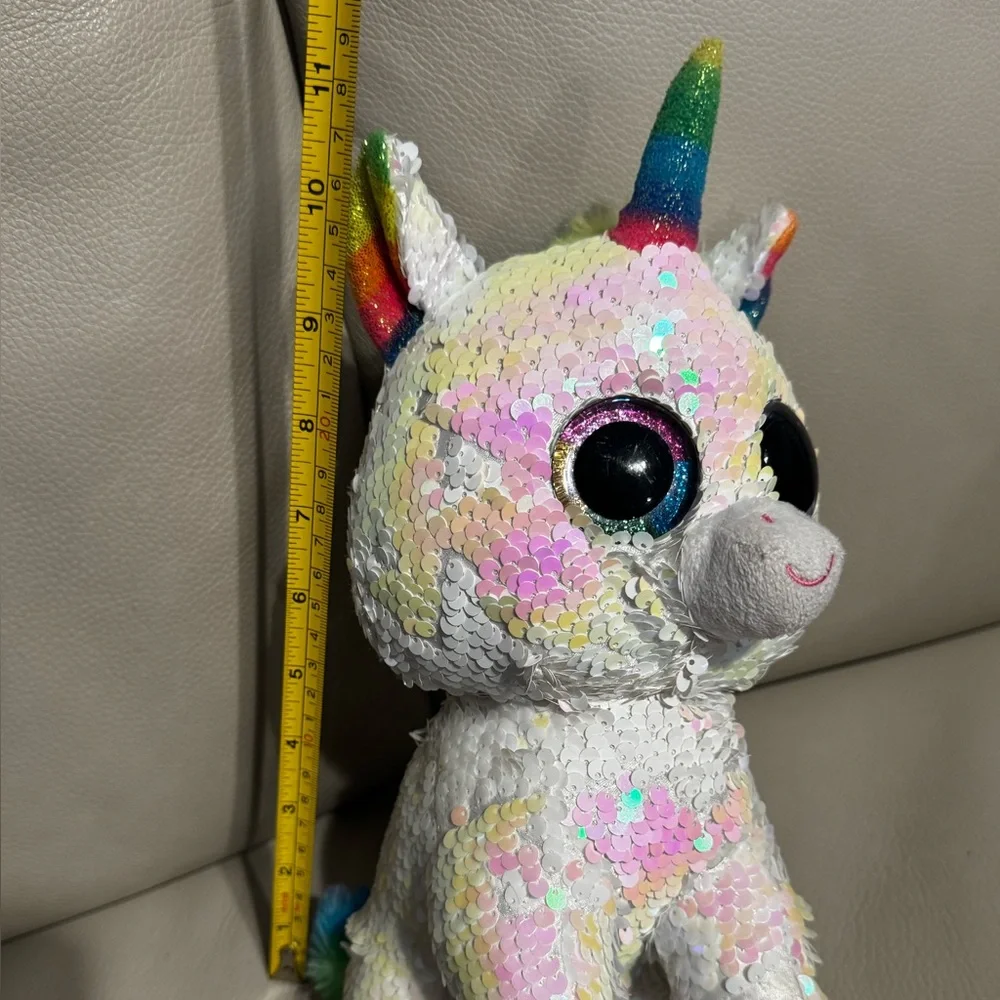 Sequin Rainbow Unicorn Cat Toy - Plush Iridescent White & Pastel